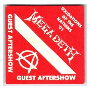 Megadeth Glow In The Dark Backstage Pass 1991 Oxidations of the Nations Guest